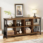 Storage Cube Organizer, Bookshelf with 8 Cubes C Farmhouse Console Table for Entryway, Living Room