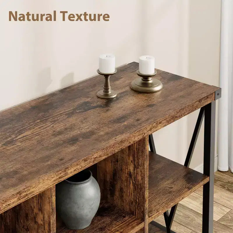Storage Cube Organizer, Bookshelf with 8 Cubes C Farmhouse Console Table for Entryway, Living Room