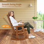 VINGLI Wooden Rocking Chair with High Backrest, Solid Fir Wood, Heavy Duty 600 LBS Patio Rockers for Indoor and Outdoor