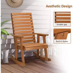VINGLI Wooden Rocking Chair with High Backrest, Solid Fir Wood, Heavy Duty 600 LBS Patio Rockers for Indoor and Outdoor