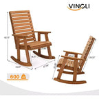 VINGLI Wooden Rocking Chair with High Backrest, Solid Fir Wood, Heavy Duty 600 LBS Patio Rockers for Indoor and Outdoor