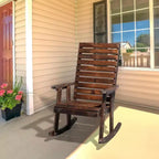VINGLI Wooden Rocking Chair with High Backrest, Solid Fir Wood, Heavy Duty 600 LBS Patio Rockers for Indoor and Outdoor