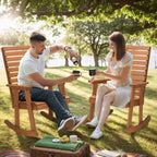 VINGLI Wooden Rocking Chair with High Backrest, Solid Fir Wood, Heavy Duty 600 LBS Patio Rockers for Indoor and Outdoor