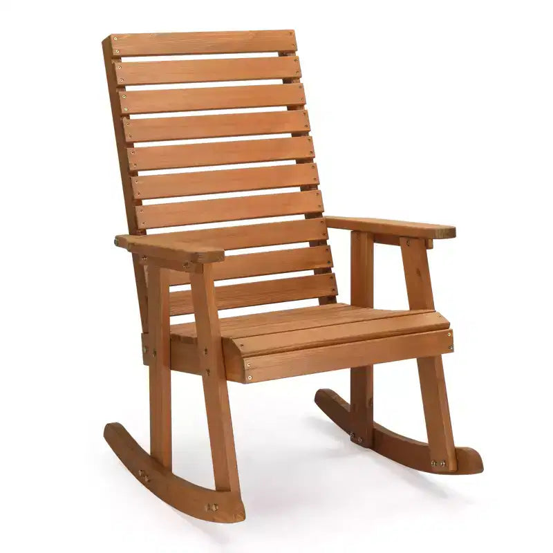 Dondolo in legno VINGLI con schienale alto, in legno massello di abete, resistente, portata 270 kg, per interni ed esterni