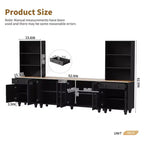 CLIHOME Farmhouse TV Stand for TVs Up to 70, Entertainment Center with Bookshelves & Tempered Glass Doors