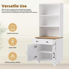 CLIHOME Farmhouse TV Stand for TVs Up to 70, Entertainment Center with Bookshelves & Tempered Glass Doors