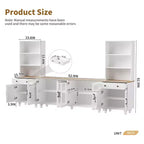 CLIHOME Farmhouse TV Stand for TVs Up to 70, Entertainment Center with Bookshelves & Tempered Glass Doors