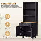 CLIHOME Farmhouse TV Stand for TVs Up to 70, Entertainment Center with Bookshelves & Tempered Glass Doors