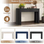 Tavolo d'ingresso con design scanalato Tavolo consolle moderno con contenitore piano ovale e 2 cassetti per ingresso e soggiorno Nero
