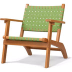 VINGLI Outdoor Armchair, All-Weather Wooden Patio Chair with Waterproof PE Woven Fabric for Garden, Lawn and Poolside