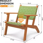 Poltrona da esterno VINGLI, sedia da giardino in legno resistente alle intemperie con tessuto intrecciato in PE impermeabile per giardino, prato e bordo piscina