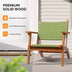Poltrona da esterno VINGLI, sedia da giardino in legno resistente alle intemperie con tessuto intrecciato in PE impermeabile per giardino, prato e bordo piscina