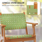 Poltrona da esterno VINGLI, sedia da giardino in legno resistente alle intemperie con tessuto intrecciato in PE impermeabile per giardino, prato e bordo piscina