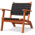 VINGLI Outdoor Armchair, All-Weather Wooden Patio Chair with Waterproof PE Woven Fabric for Lawn and Poolside