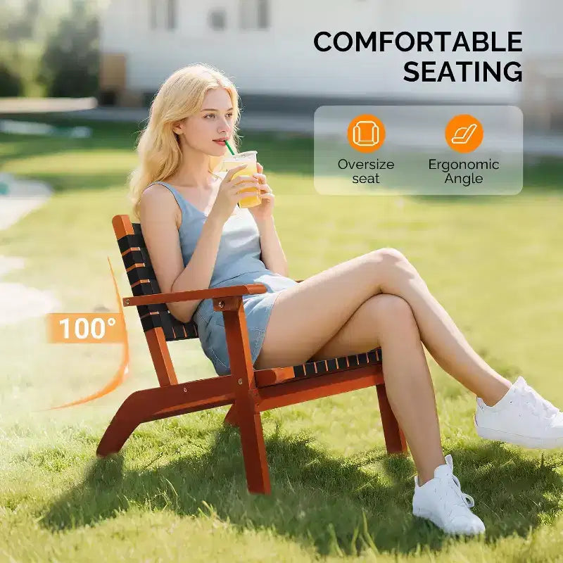 VINGLI Outdoor Armchair, All-Weather Wooden Patio Chair with Waterproof PE Woven Fabric for Lawn and Poolside