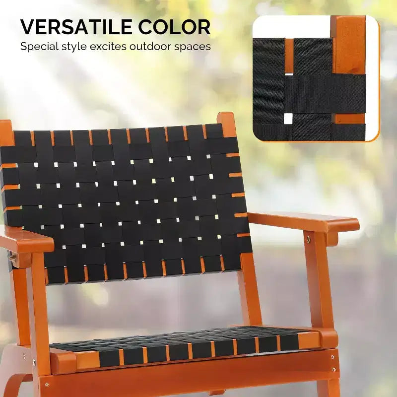 VINGLI Outdoor Armchair, All-Weather Wooden Patio Chair with Waterproof PE Woven Fabric for Lawn and Poolside