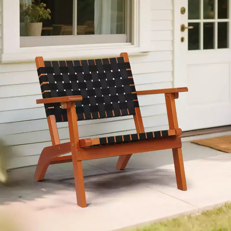 VINGLI Outdoor Armchair, All-Weather Wooden Patio Chair with Waterproof PE Woven Fabric for Lawn and Poolside