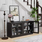 PexFix Credenza 31x62x16 con 4 Ante e Contenitore, Organizer Multiuso per Cucina Soggiorno Nero