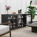 PexFix Credenza 31x62x16 con 4 Ante e Contenitore, Organizer Multiuso per Cucina Soggiorno Nero