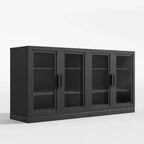 PexFix Credenza 31x62x16 con 4 Ante e Contenitore, Organizer Multiuso per Cucina Soggiorno Nero