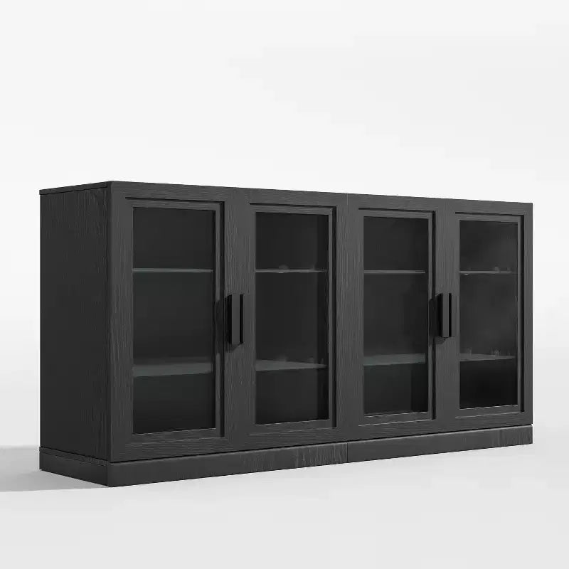 PexFix Credenza 31x62x16 con 4 Ante e Contenitore, Organizer Multiuso per Cucina Soggiorno Nero