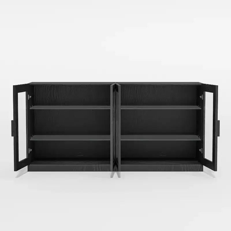 PexFix Credenza 31x62x16 con 4 Ante e Contenitore, Organizer Multiuso per Cucina Soggiorno Nero