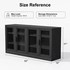PexFix Credenza 31x62x16 con 4 Ante e Contenitore, Organizer Multiuso per Cucina Soggiorno Nero