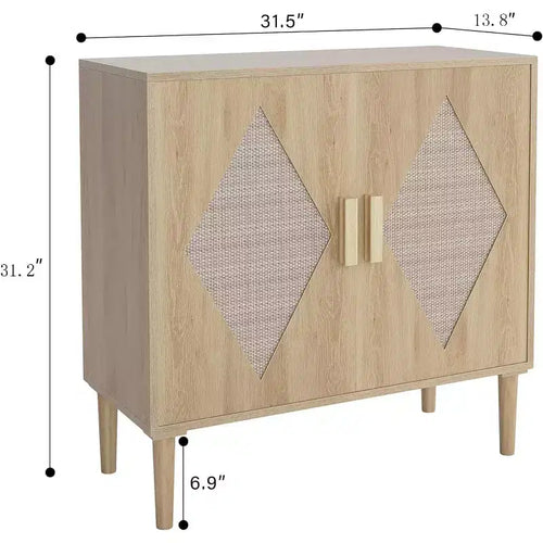 Acekool Credenza da Pranzo a Due Pezzi con Ante in Rattan Lavorate a Mano, Ripiani Regolabili e Ampio Spazio Contenitivo per Soggiorno, Sala da Pranzo e Cucina