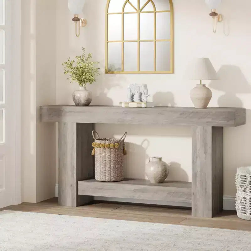 63 Console Table, 2-Tier Farmhouse Narrow Entryway Table , Sofa Table, Console Tables for Entryway