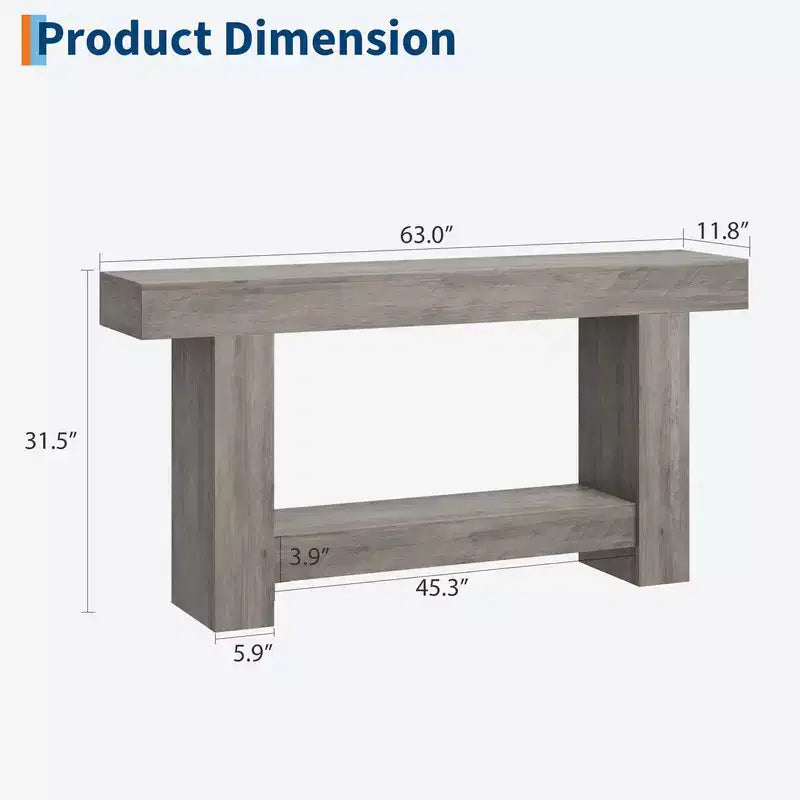 63 Console Table, 2-Tier Farmhouse Narrow Entryway Table , Sofa Table, Console Tables for Entryway