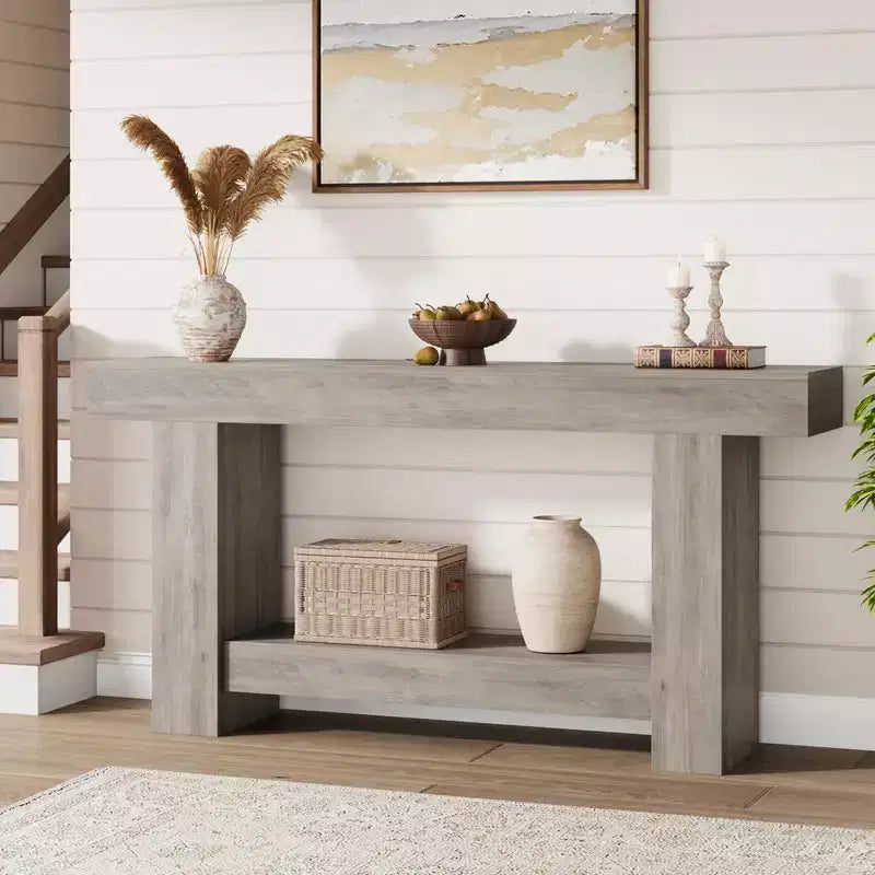 63 Console Table, 2-Tier Farmhouse Narrow Entryway Table , Sofa Table, Console Tables for Entryway