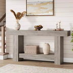 63 Console Table, 2-Tier Farmhouse Narrow Entryway Table , Sofa Table, Console Tables for Entryway