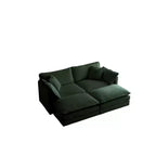 Divano Imbottito 4 Pezzi 1 Divano a 2 Posti e 2 Pouf 2 Posti Loveseat Lounge con Pouf in ciniglia Beige