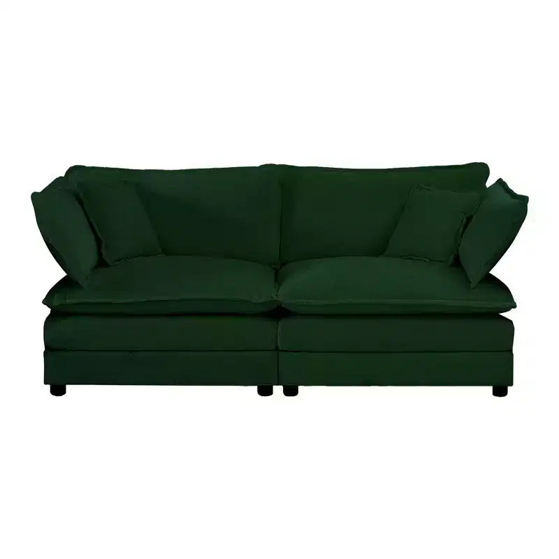 Divano Imbottito 4 Pezzi 1 Divano a 2 Posti e 2 Pouf 2 Posti Loveseat Lounge con Pouf in ciniglia Beige