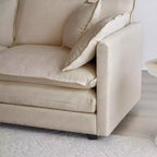 Divano Imbottito 4 Pezzi 1 Divano a 2 Posti e 2 Pouf 2 Posti Loveseat Lounge con Pouf in ciniglia Beige