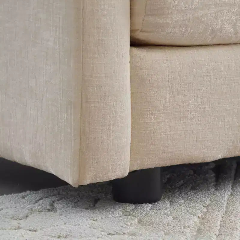 Divano Imbottito 4 Pezzi 1 Divano a 2 Posti e 2 Pouf 2 Posti Loveseat Lounge con Pouf in ciniglia Beige