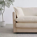 Divano Imbottito 4 Pezzi 1 Divano a 2 Posti e 2 Pouf 2 Posti Loveseat Lounge con Pouf in ciniglia Beige