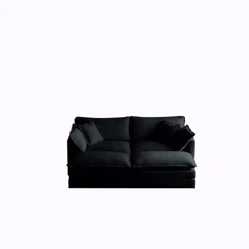 Divano Imbottito 4 Pezzi 1 Divano a 2 Posti e 2 Pouf 2 Posti Loveseat Lounge con Pouf in ciniglia Beige