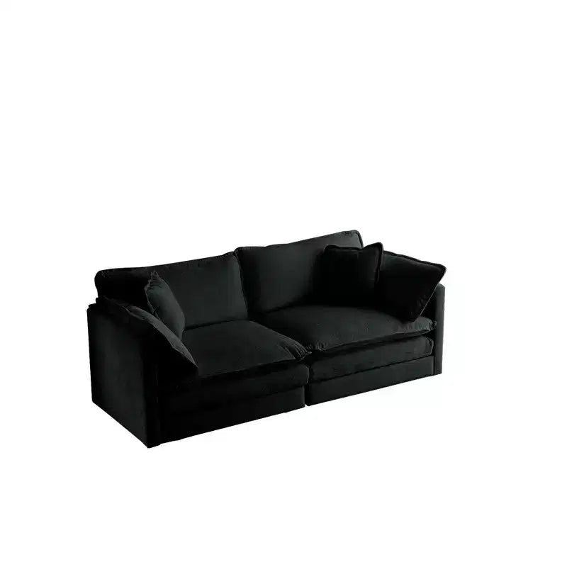 Divano Imbottito 4 Pezzi 1 Divano a 2 Posti e 2 Pouf 2 Posti Loveseat Lounge con Pouf in ciniglia Beige