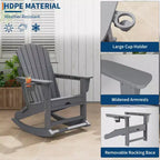 Rocking Adirondack Chairs, Folding Adirondack Rocking Chair With Footrest, Adirondack RockingChair Outdoor With Retractable Ottoman and Cup Holder