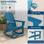 Rocking Adirondack Chairs, Folding Adirondack Rocking Chair With Footrest, Adirondack RockingChair Outdoor With Retractable Ottoman and Cup Holder