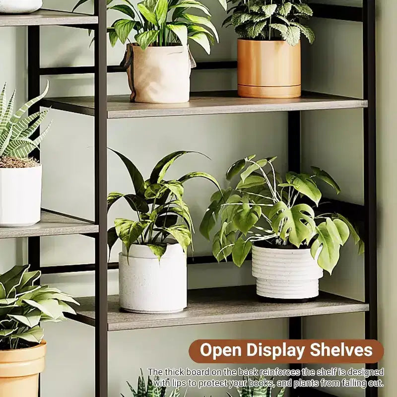 GustoWave 5-Tier Bookshelf and Bookcases,Industrial Style Book Shelf Open Display Shelves for Living Room Home Office