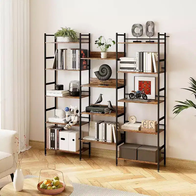 GustoWave 5-Tier Bookshelf and Bookcases,Industrial Style Book Shelf Open Display Shelves for Living Room Home Office