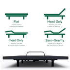 Struttura letto regolabile Dyonery, elevazione testa e piedi, altezza gambe regolabile, letto a gravità zero, memoria preimpostata, dimensioni Twin XL/full size/queen size