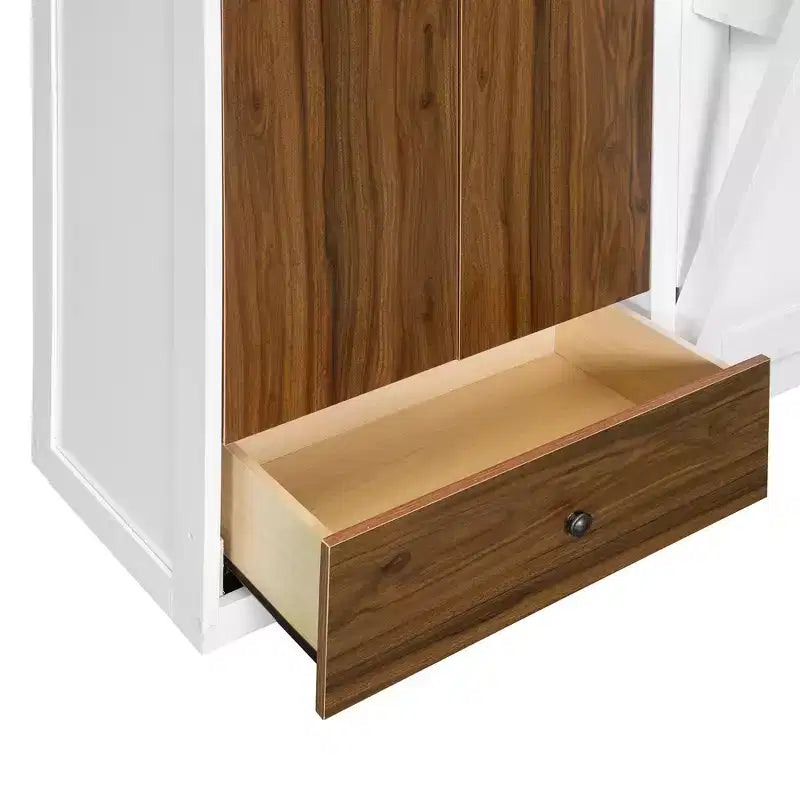 ModernLuxe Full/Queen Size Murphy Bed with Closet, Drawers & Table - Wall Bed for Small Spaces, White