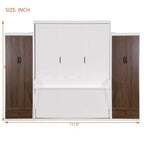 ModernLuxe Full/Queen Size Murphy Bed with Closet, Drawers & Table - Wall Bed for Small Spaces, White