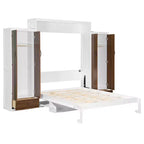 ModernLuxe Full/Queen Size Murphy Bed with Closet, Drawers & Table - Wall Bed for Small Spaces, White