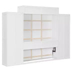 ModernLuxe Full/Queen Size Murphy Bed with Closet, Drawers & Table - Wall Bed for Small Spaces, White