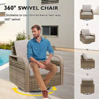 EAGLE PEAK Rocking Chair, Swivel Rocker, Rattan Patio Furniture, 1 Chair