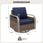 EAGLE PEAK Rocking Chair, Swivel Rocker, Rattan Patio Furniture, 1 Chair